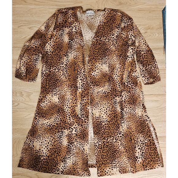 Carolyn Strauss Collection Animal Print Open Front Cardigan Kimono Plus Size 2X - Picture 4 of 10